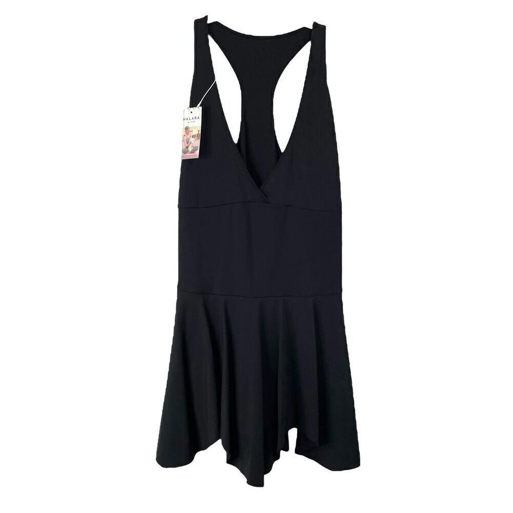 NEW Halara asymmetric hem dress with shorts Size XL black pickle ball golf tenni